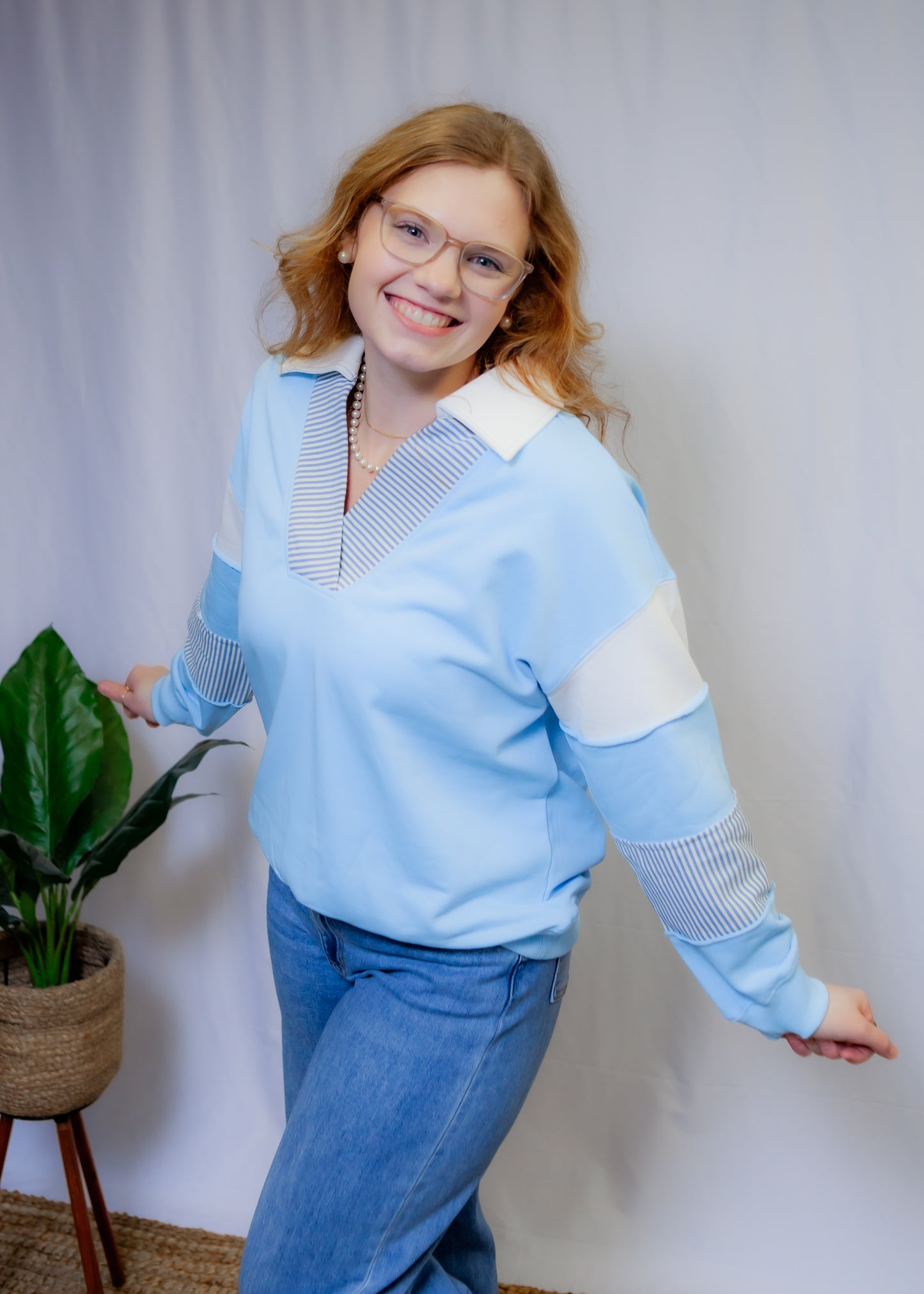 French Blue Patch Sweater