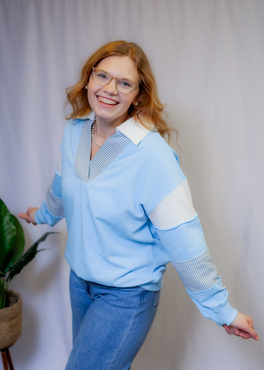 French Blue Patch Sweater