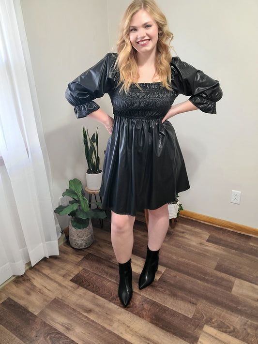 Faux Leather Dress