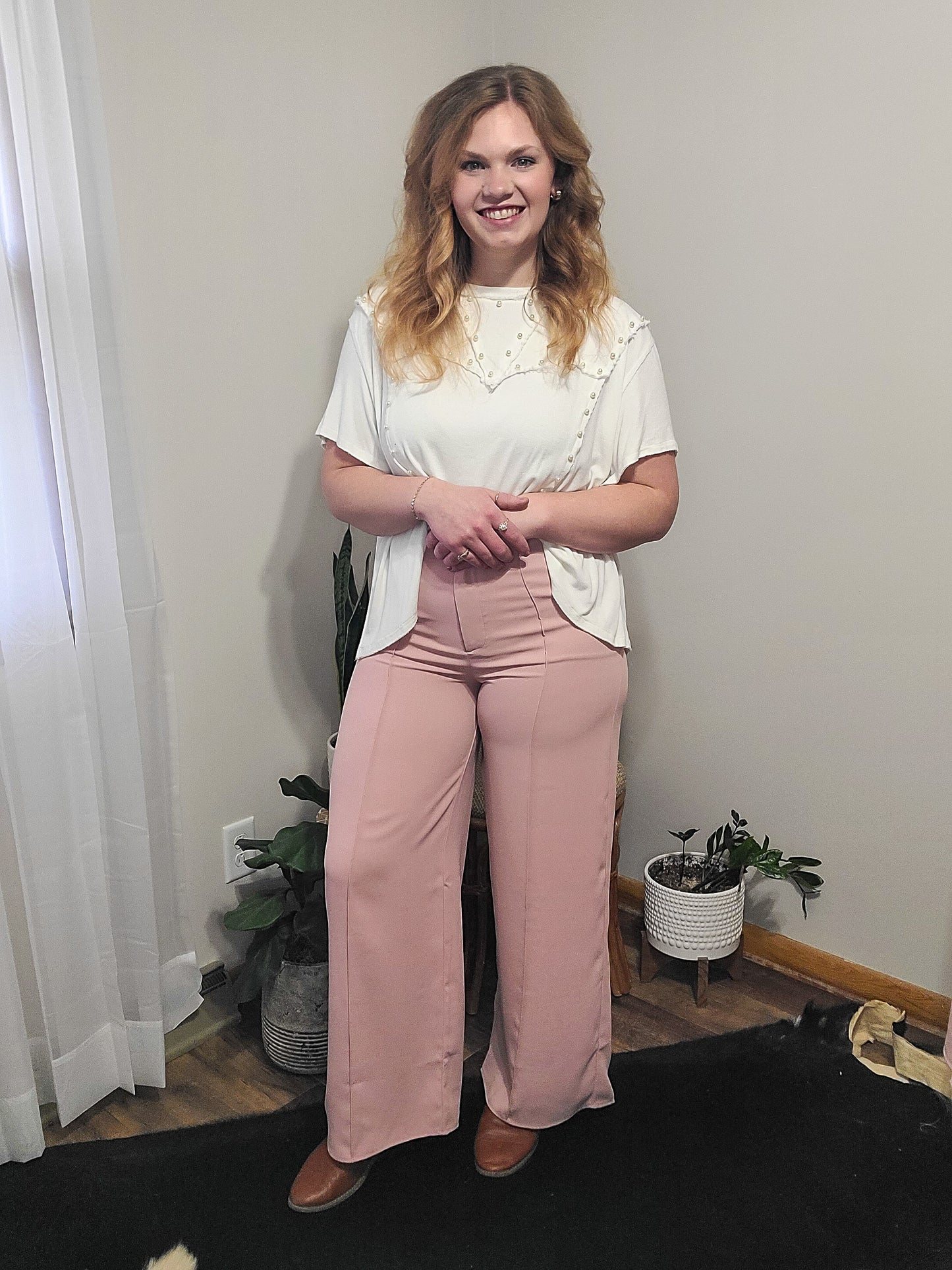 Pink Pleated Trousers