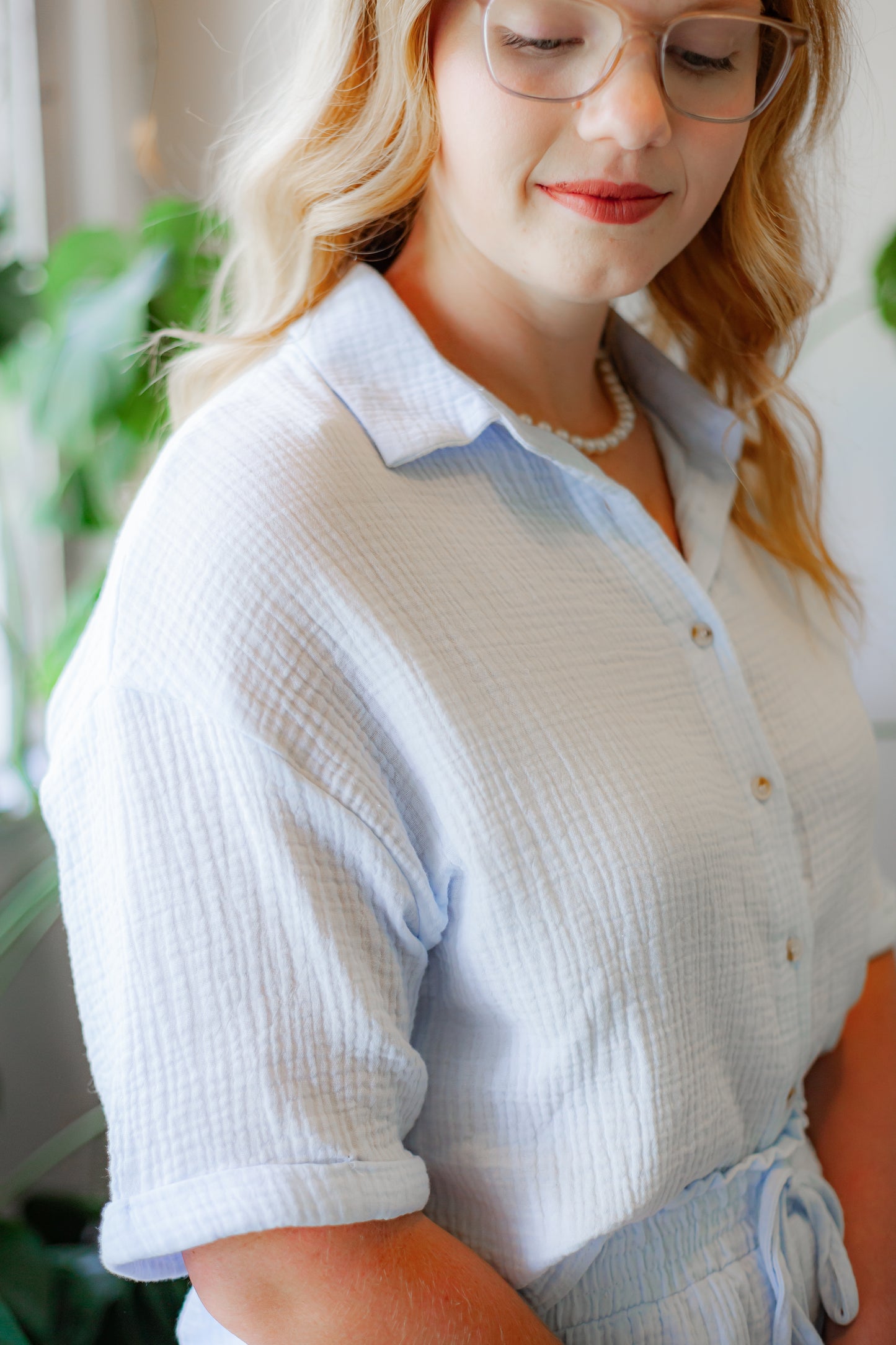 Sky Button Up