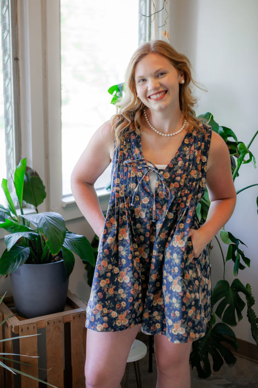 Floral Denim Romper