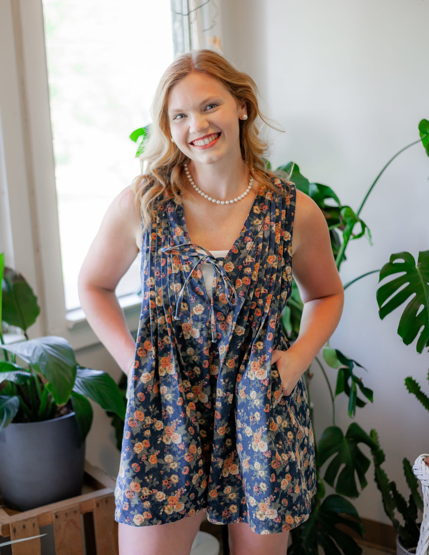 Floral Denim Romper