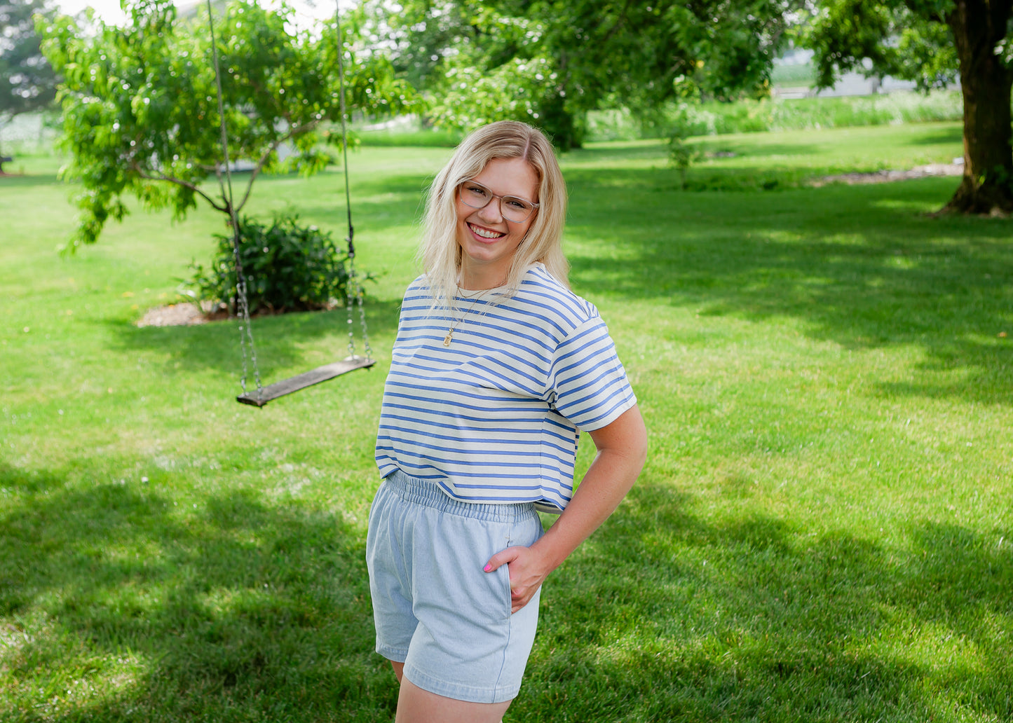 Blue Skies Cropped Tee