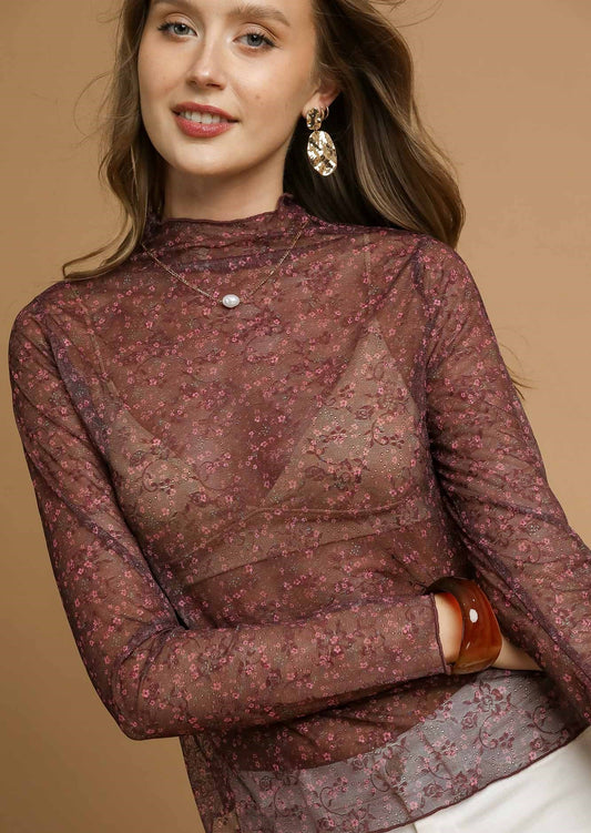 Abigail Floral Mesh Top