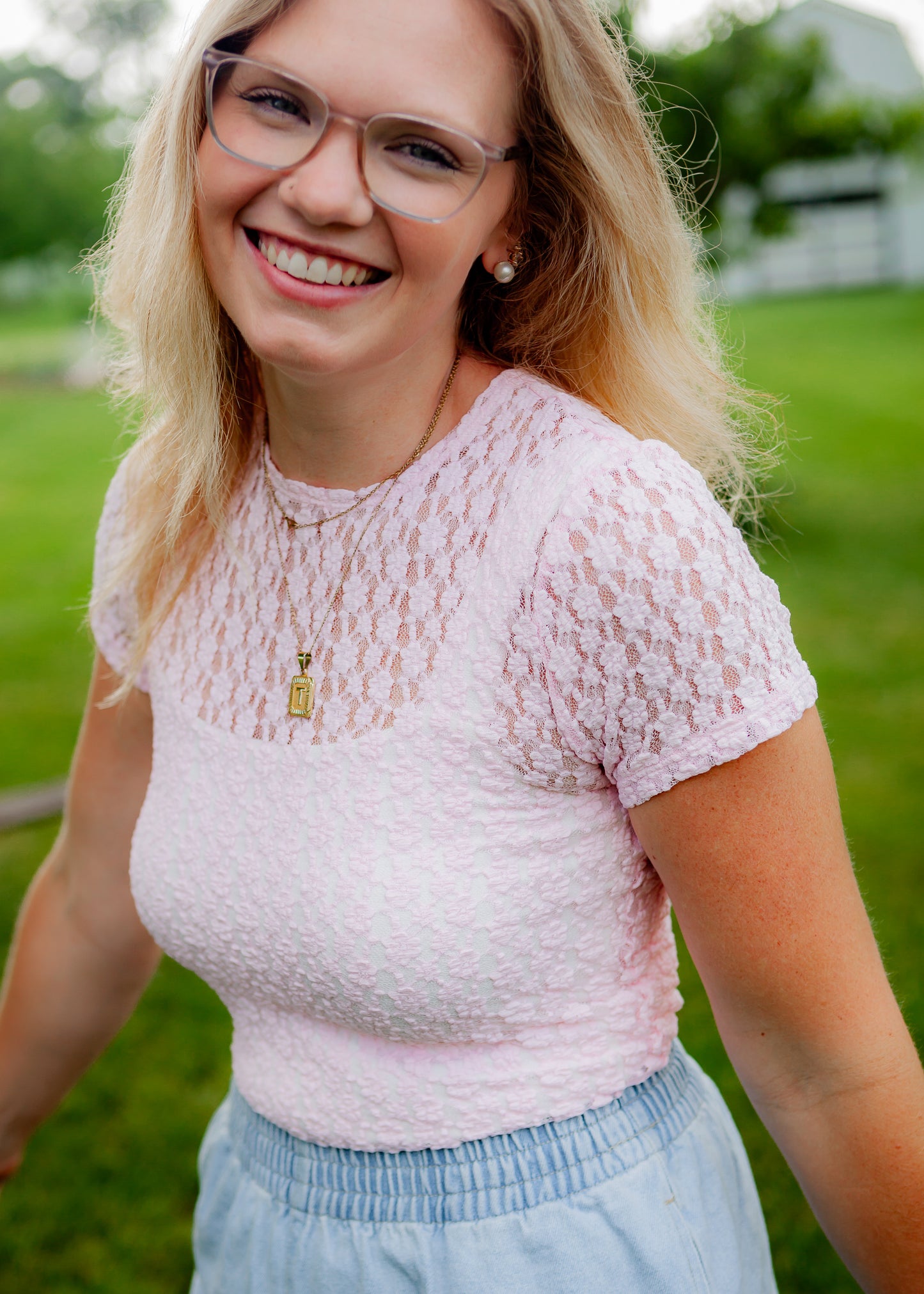 Cottage Bloom Top - Soft Pink