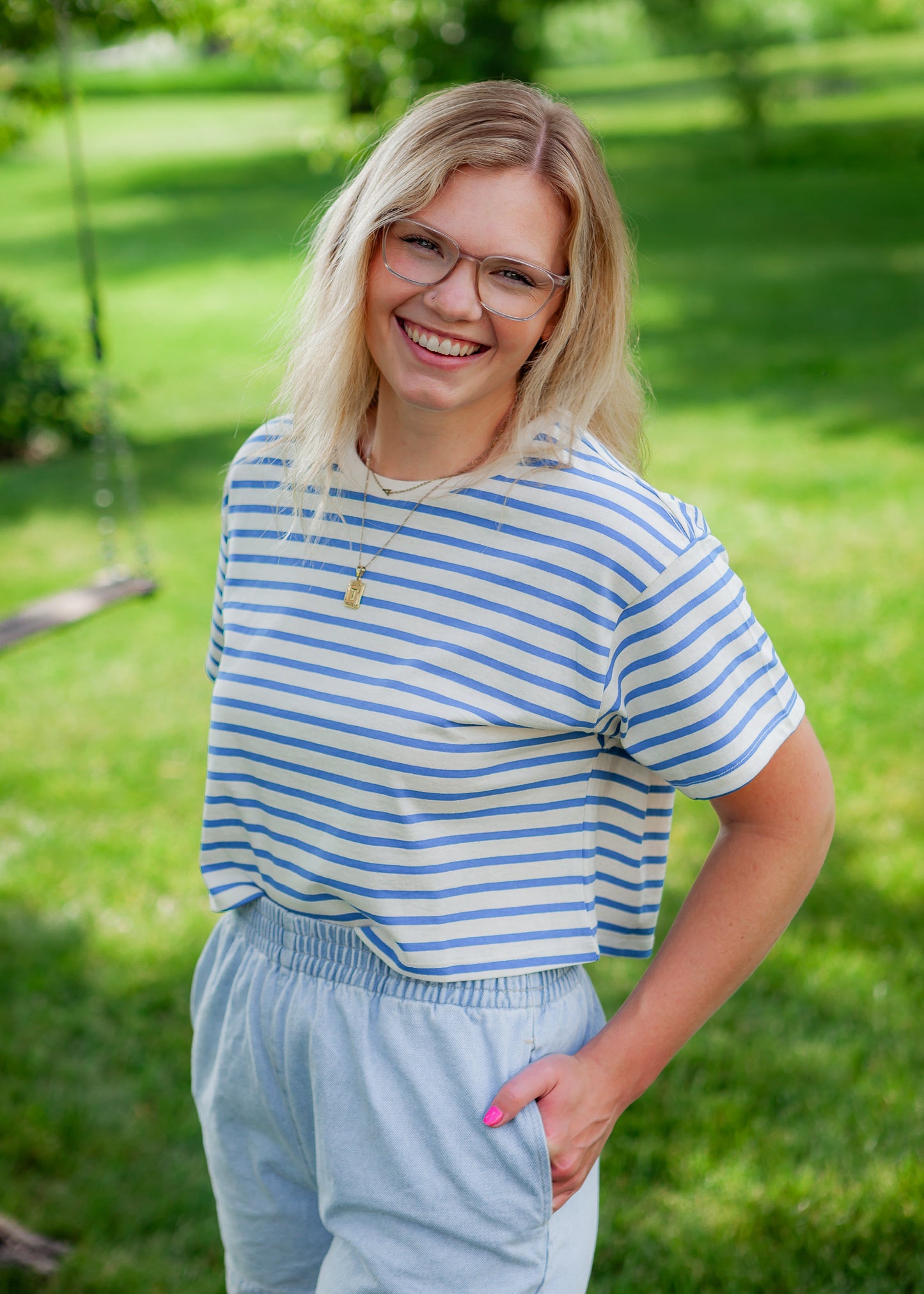 Blue Skies Cropped Tee