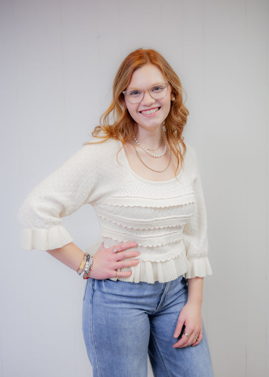 Cream Sweater Top