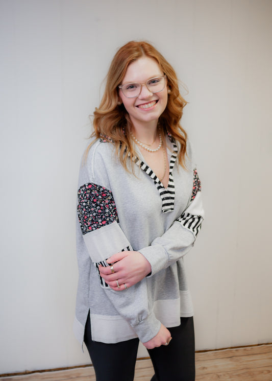 Floral Colorblock Sweatshirt